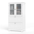 thumbnail image 1 of Gymax Bathroom Floor Storage Cabinet Freestanding Cupboard Pantry w/ 2 Drawers, 1 of 9