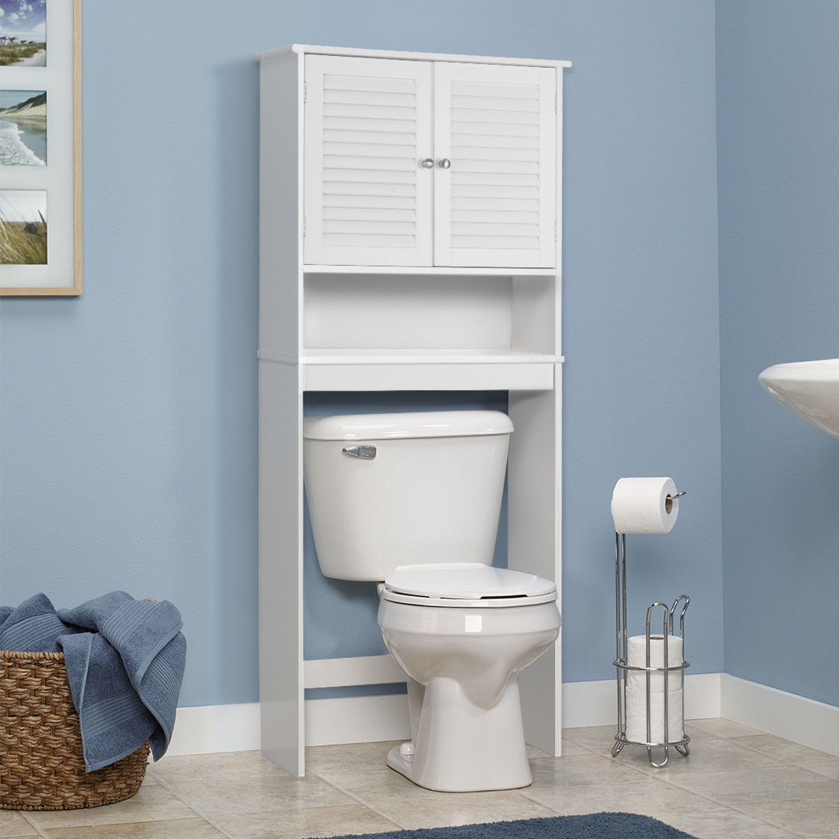 Mainstays Bathroom Storage over the Toilet Space Saver with Three Fixed