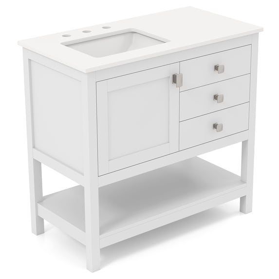 Gymax Bathroom Vanity Unit w/ Basin w/ Extra Wide Granite Countertop Ceramic Sink