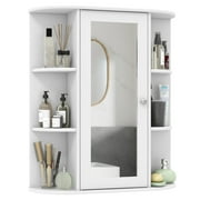 Gymax Bathroom Wall Medicine Cabinet Wall Mounted Storage Organizer w/ Mirror Door