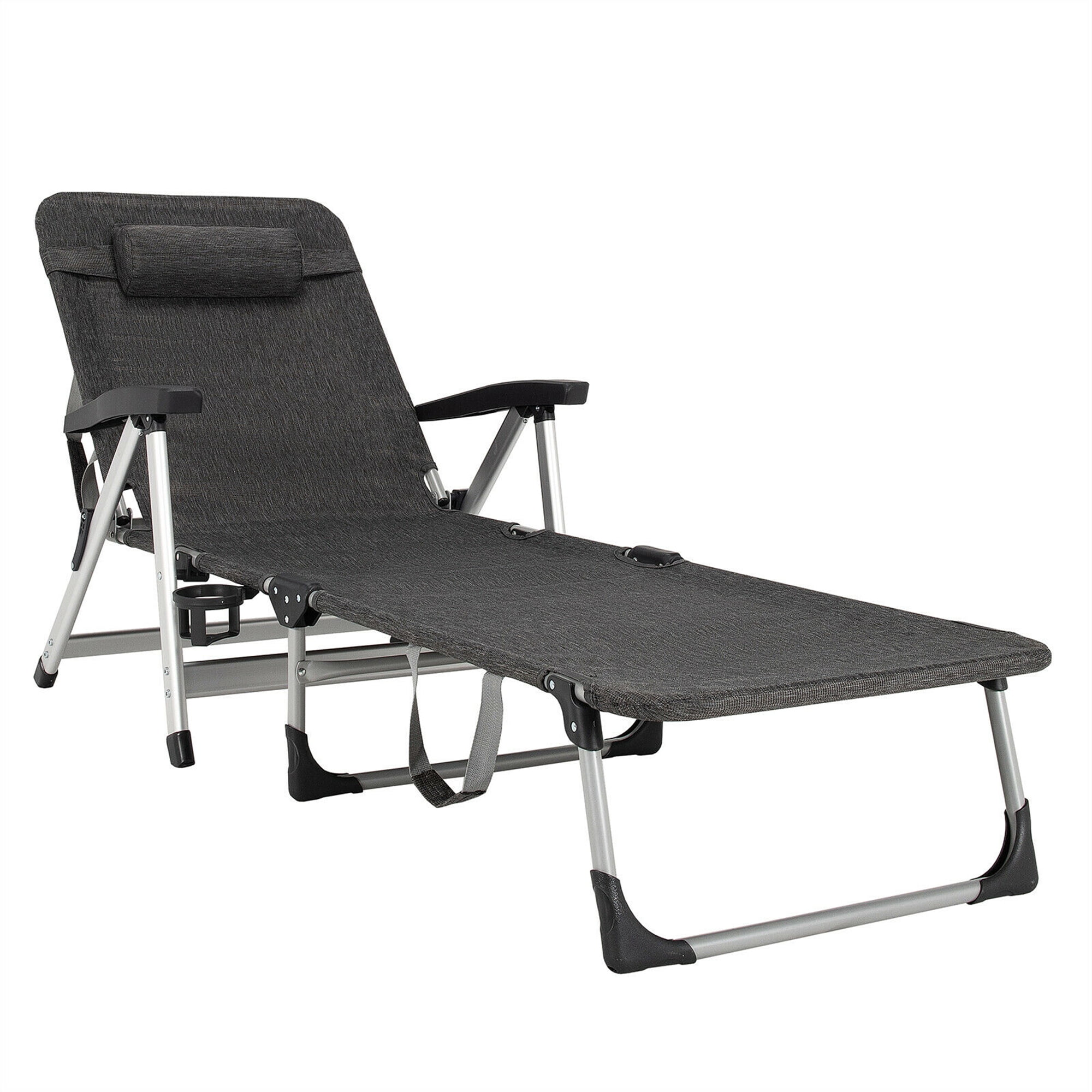 Gymax Outdoor Poolside Sun Lounger Deck Beach Chaise Lounge Chair w/ 7