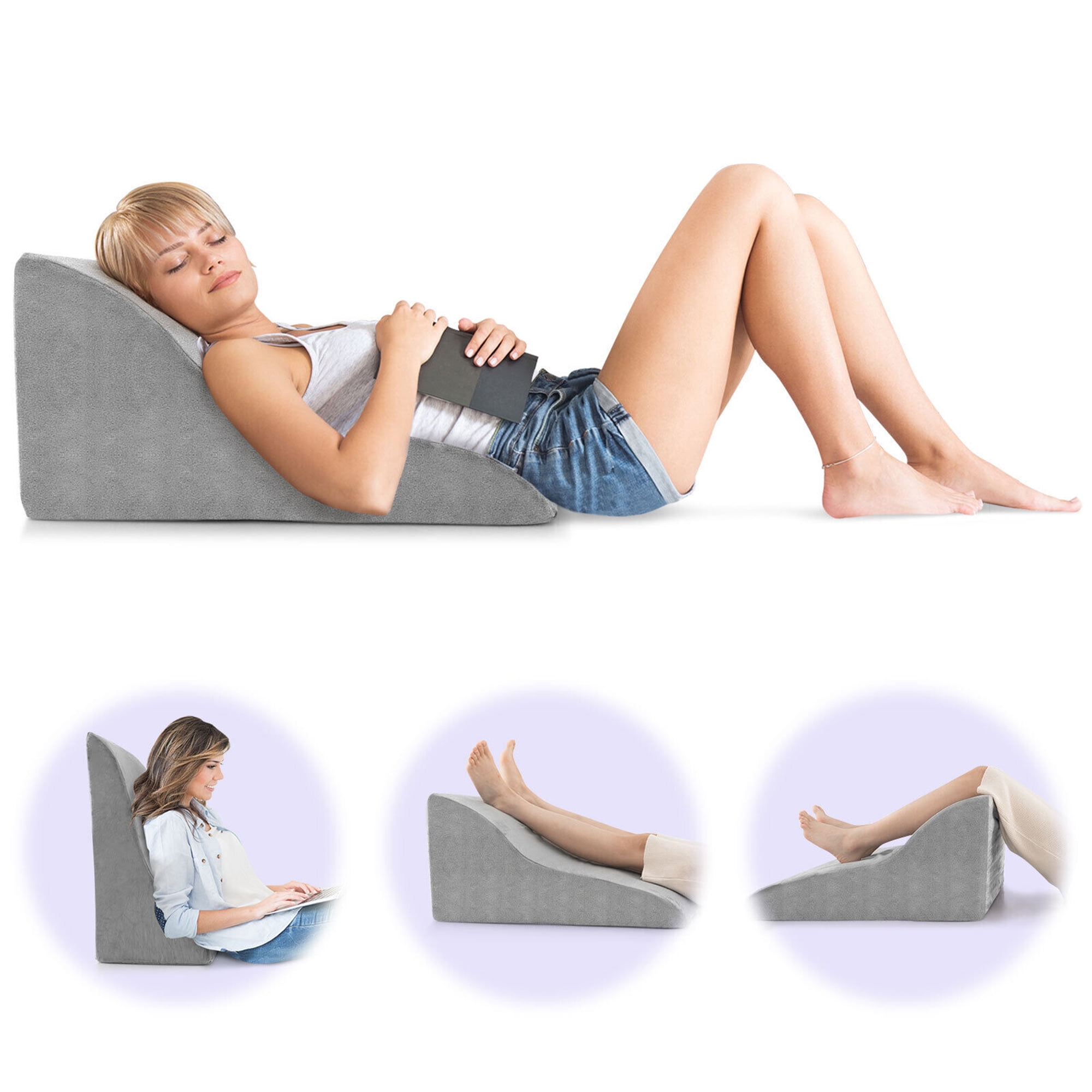 Gymax Ergonomic Backrest Bed Wedge Pillow for Upright Sitting & Incline ...