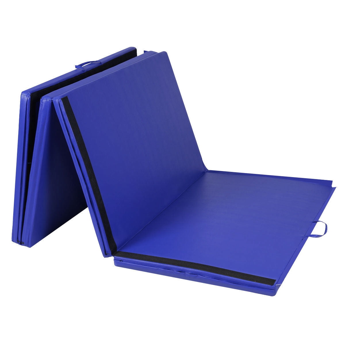 Gymax Blue 4'x10'x2'' Folding Exercise Gym Mats Stretching Yoga Gymnastics Mat