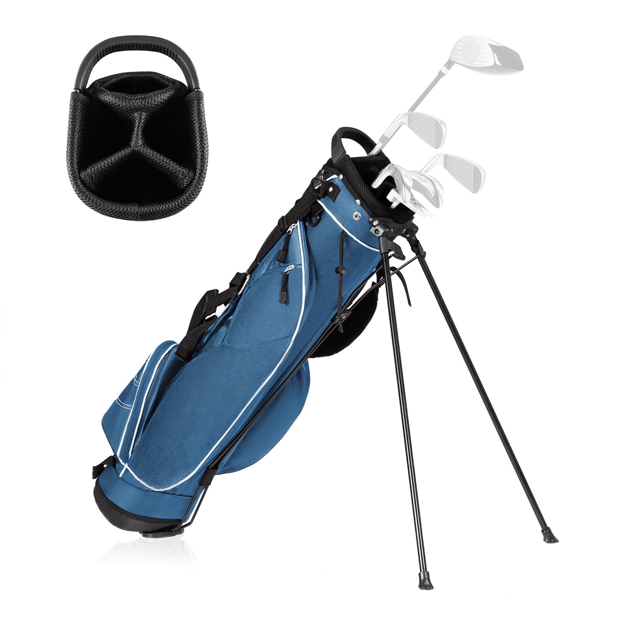 Gymax Blue Golf Stand Cart Bag Club with Carry Organizer Pockets