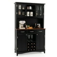 thumbnail image 1 of Gymax Buffet And Hutch Kitchen Storage Cabinet Cupboard w/ Wine Rack & Drawers Black, 1 of 10