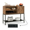 thumbnail image 1 of Gymax Buffet Sideboard w/ Power Outlets & USB Ports Wine Racks & Storage Shelves Rustic Brown & Black, 1 of 10