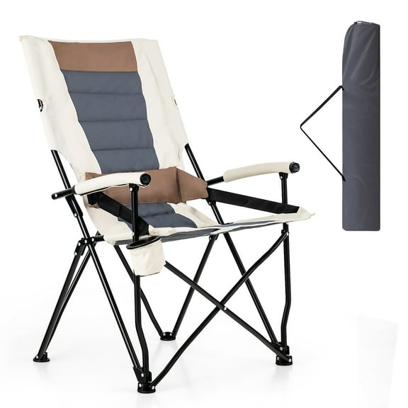 Gymax Camping Folding Chair w/ Cup Holder 330 LBS Load Capacity for Picnic Camping
