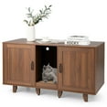 thumbnail image 1 of Gymax Cat Litter Box Enclosure Hidden Cat Washroom w/ 2 Doors Coffee, 1 of 10