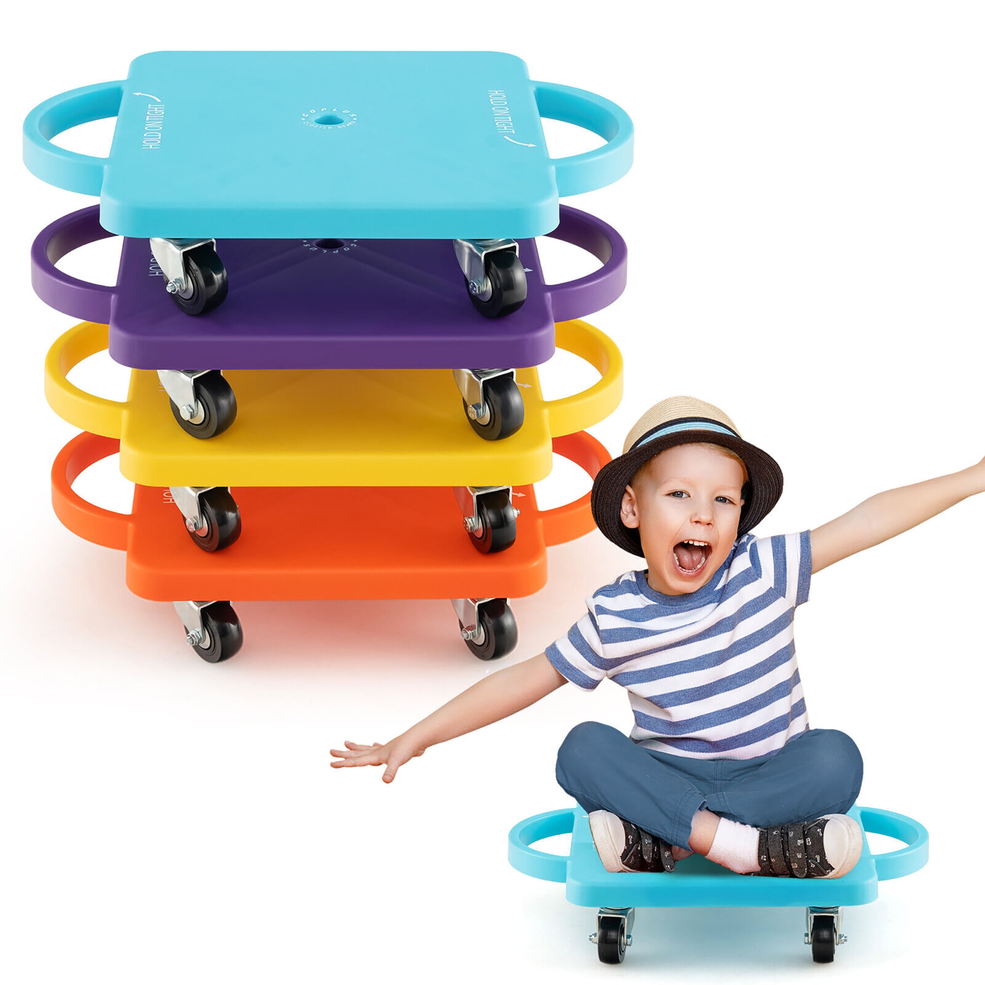 Gymax Children Balance Board Sitting Scooter Board 4Pack PP Floor