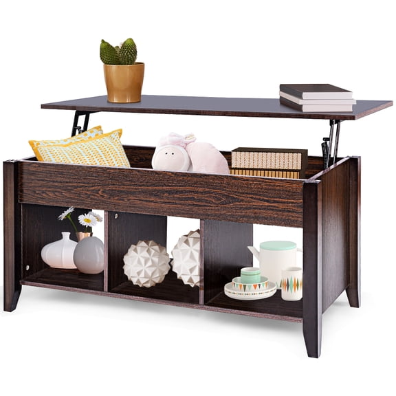 Gymax Coffee Table Hidden Compartment Storage Shelf Lift Top office Living Room Furniture