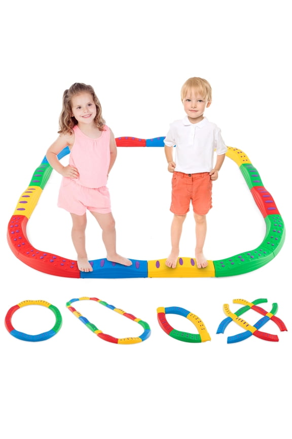 Colored Balance Beams for Kids w/ Non-slip Textured Surface Bottom Pad