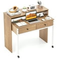 thumbnail image 1 of Gymax Extendable Computer Desk w/ 2 Storage Drawers & Monitor Shelf, 1 of 10