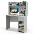 thumbnail image 1 of Gymax Computer Desk Home Office Desk w/ Raised Display Shelf & 2 Open Shelves Gray, 1 of 10