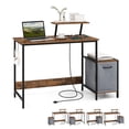 thumbnail image 1 of Gymax Computer Desk w/ Charging Station Office Desk w/ Reversible Fabric Drawer, 1 of 10