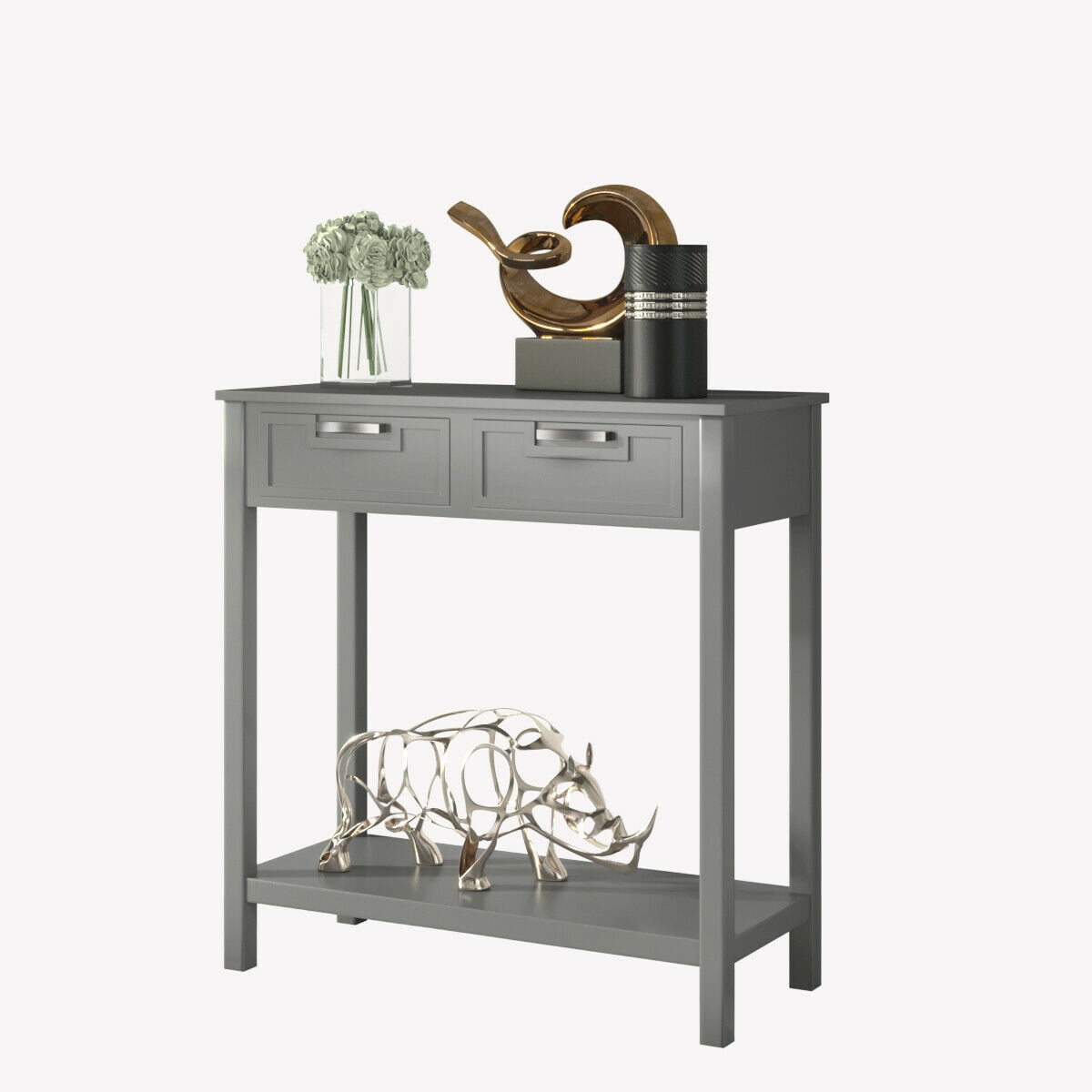 Gymax Console Table with 2 Drawers - Modern Gray Design - Walmart.com