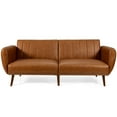 thumbnail image 1 of Gymax Convertible Futon Sofa Bed PU Adjustable Couch Sleeper w/Wood Legs Brown, 1 of 10