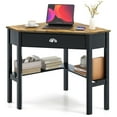thumbnail image 1 of Gymax Corner Computer Desk Laptop Writing Table Workstation W/ Drawer & Shelves Rustic, 1 of 4
