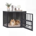 thumbnail image 1 of Gymax Corner Dog Crate Furniture Wooden Dog Kennel End Table Heavy Duty Pet Crate Warm Oak, 1 of 10