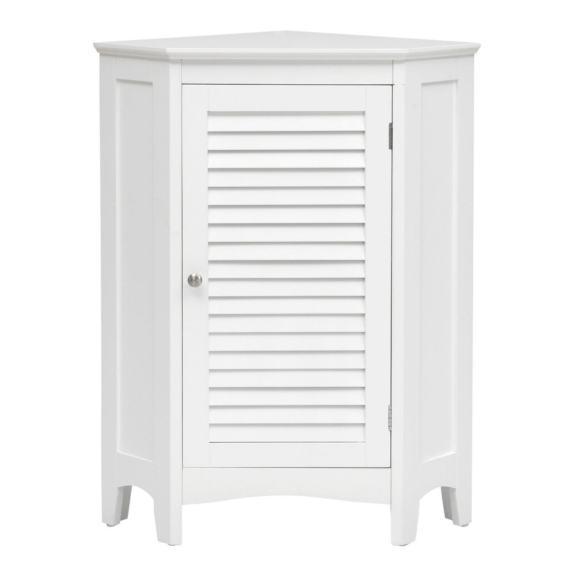 Gymax Corner Storage Cabinet Free Standing Bathroom Cabinet w/ Shutter Door