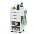 thumbnail image 1 of Gymax Craft Storage Cart Mobile Drawer Utility Cart with Drawers Shelves White, 1 of 10