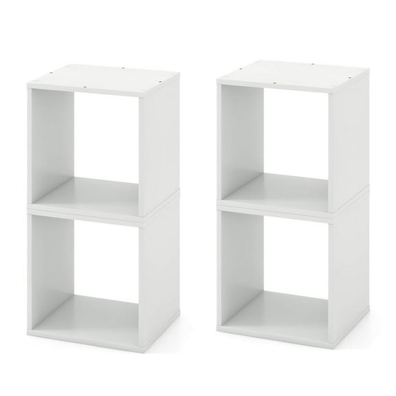 Gymax Cube Storage Organizer Set of 4 Combination Lattice Cabinet Stackable Open Bookcase
