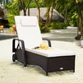 thumbnail image 1 of Gymax Cushioned Outdoor Wicker Chaise Lounge Chair w/ Wheel Adjustable Backrest, 1 of 9