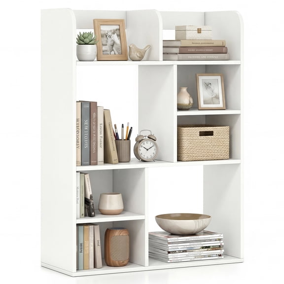 Gymax Desk Bookshelf Desktop Display Rack w/ 8 Open Cubes Countertop Storage Hutch