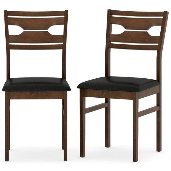Gymax Dining Chair Set of 2 w/ Rubber Wood Frame Padded Seat Curved Backrest