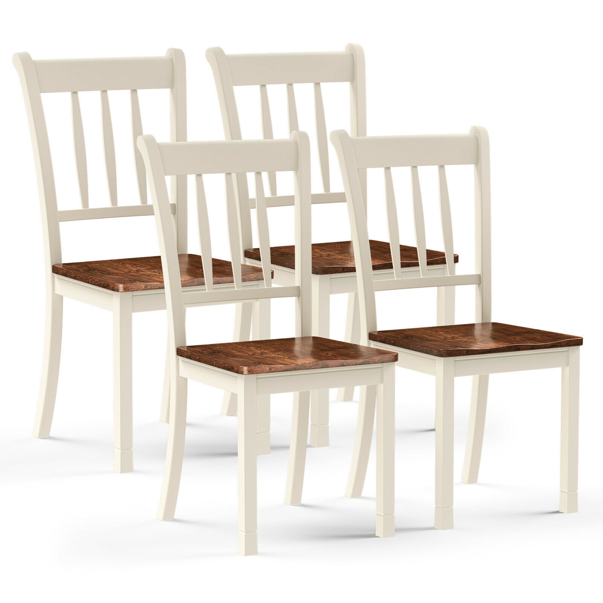Gymax Dining Chair, Set of 4, Ivory White