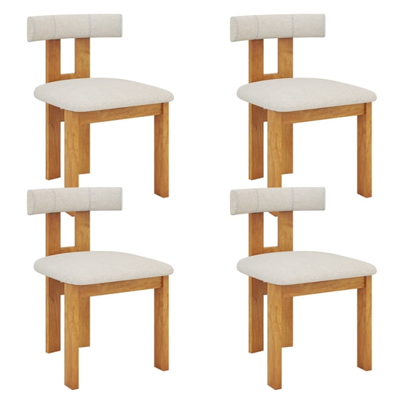 Gymax Dining Chair Set of 4 Upholstered Kitchen Chair w/ Padded Seat & Curved Backrest