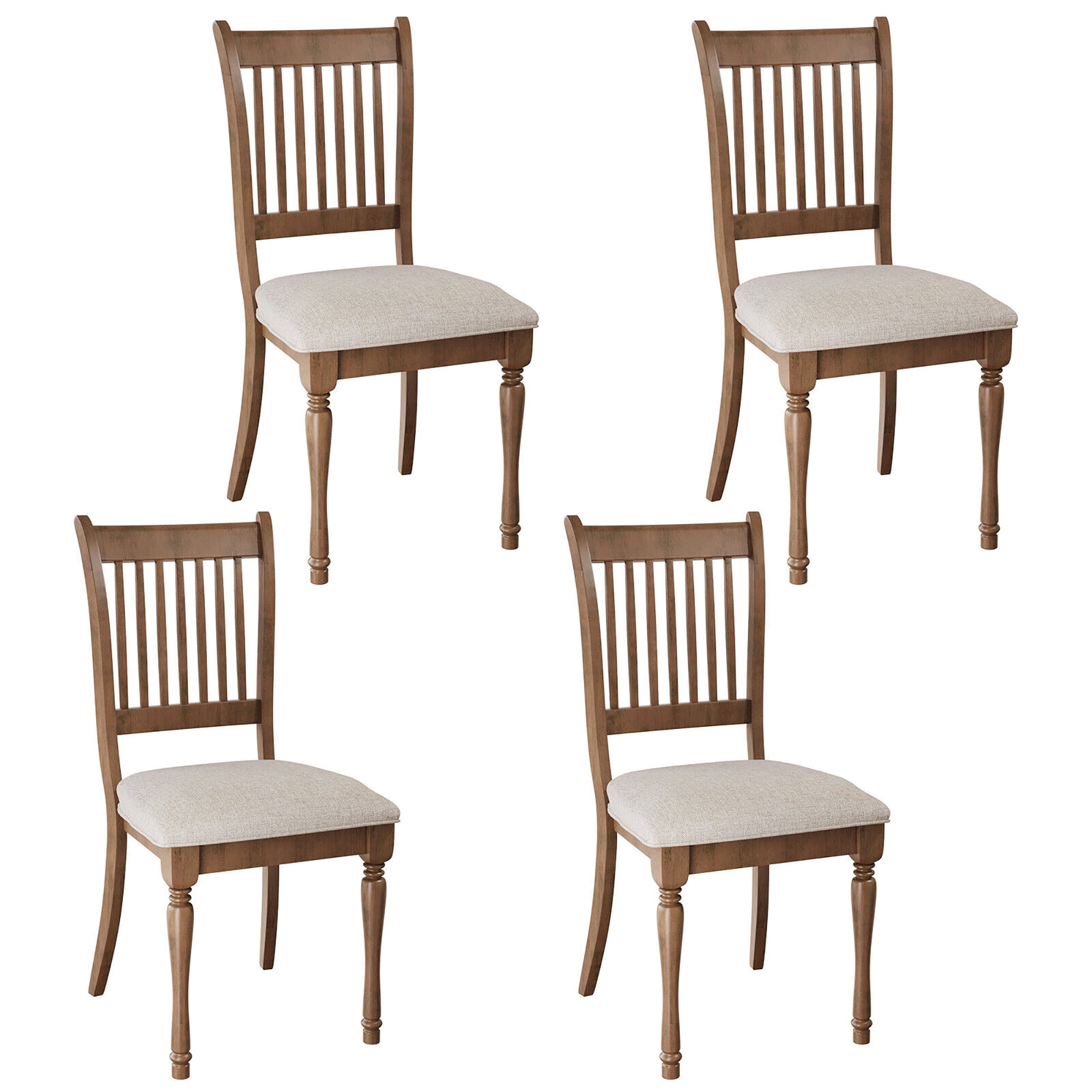 Gymax Dining Chair Upholstered Set of 4 Farmhouse Dining Room Chair w