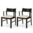 thumbnail image 1 of Gymax Dining Chair w/ Arms Set of 2 Modern Kitchen Chairs & Contoured Backrest Black & Beige, 1 of 7