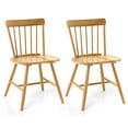 thumbnail image 1 of Gymax Dining Chairs Set of 2 Farmhouse Kitchen Chair w/ Rubber Wood Frame Wide Seat Natural, 1 of 9