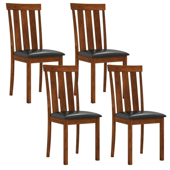 Gymax Dining Chairs Set of 4 Dining Room Chairs w/ PU Leather Upholstered Seat