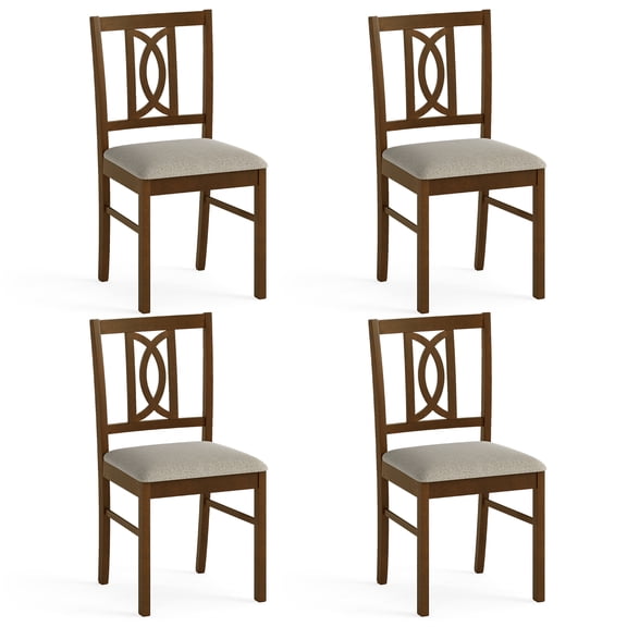 Gymax Dining Chairs Set of 4 w/Hollowed Backrest & Padded Seat for Living Room Kitchen