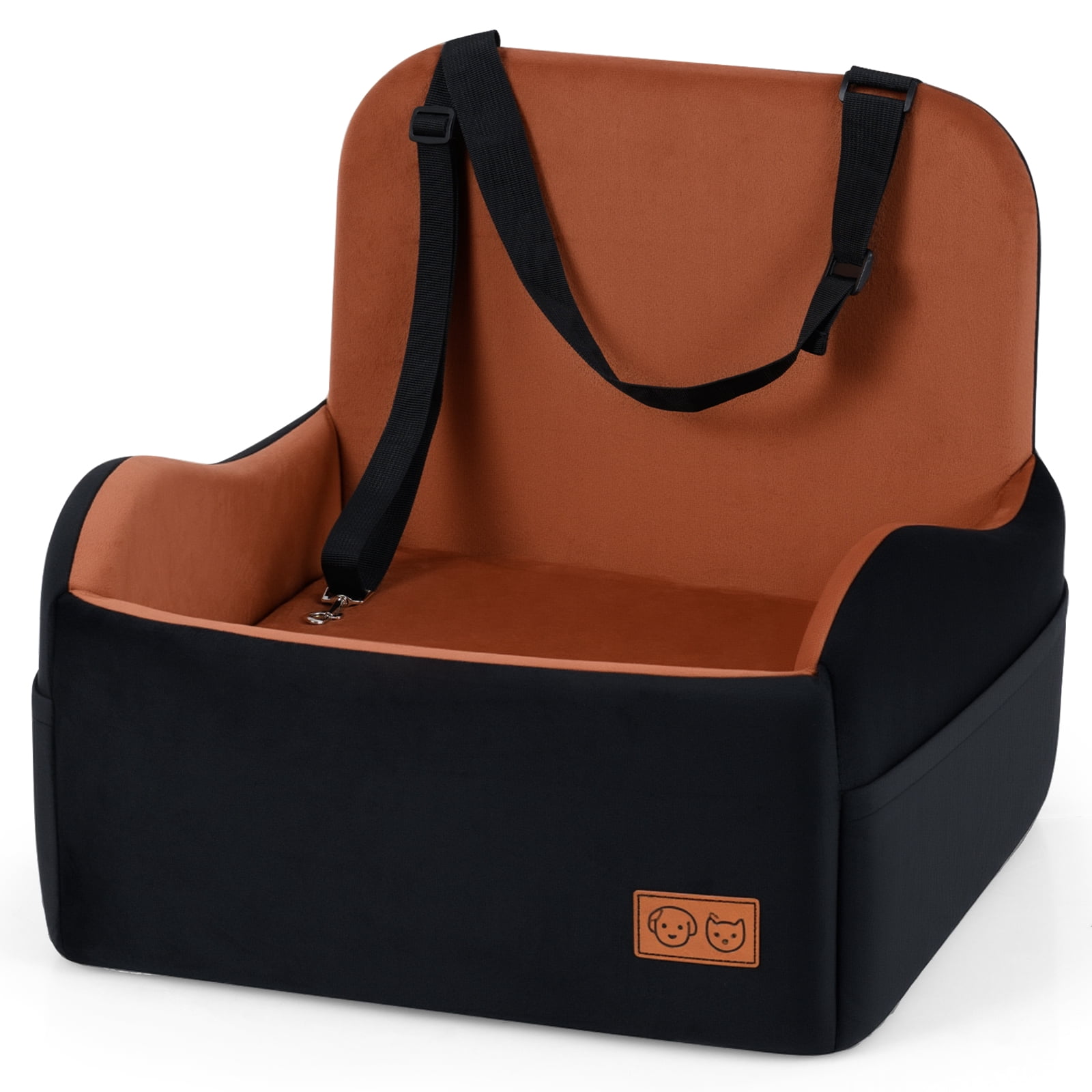 Gymax Dog Booster Car Seat for S/M DogsDetachable Elevated Pet Seat Fits Front & Back
