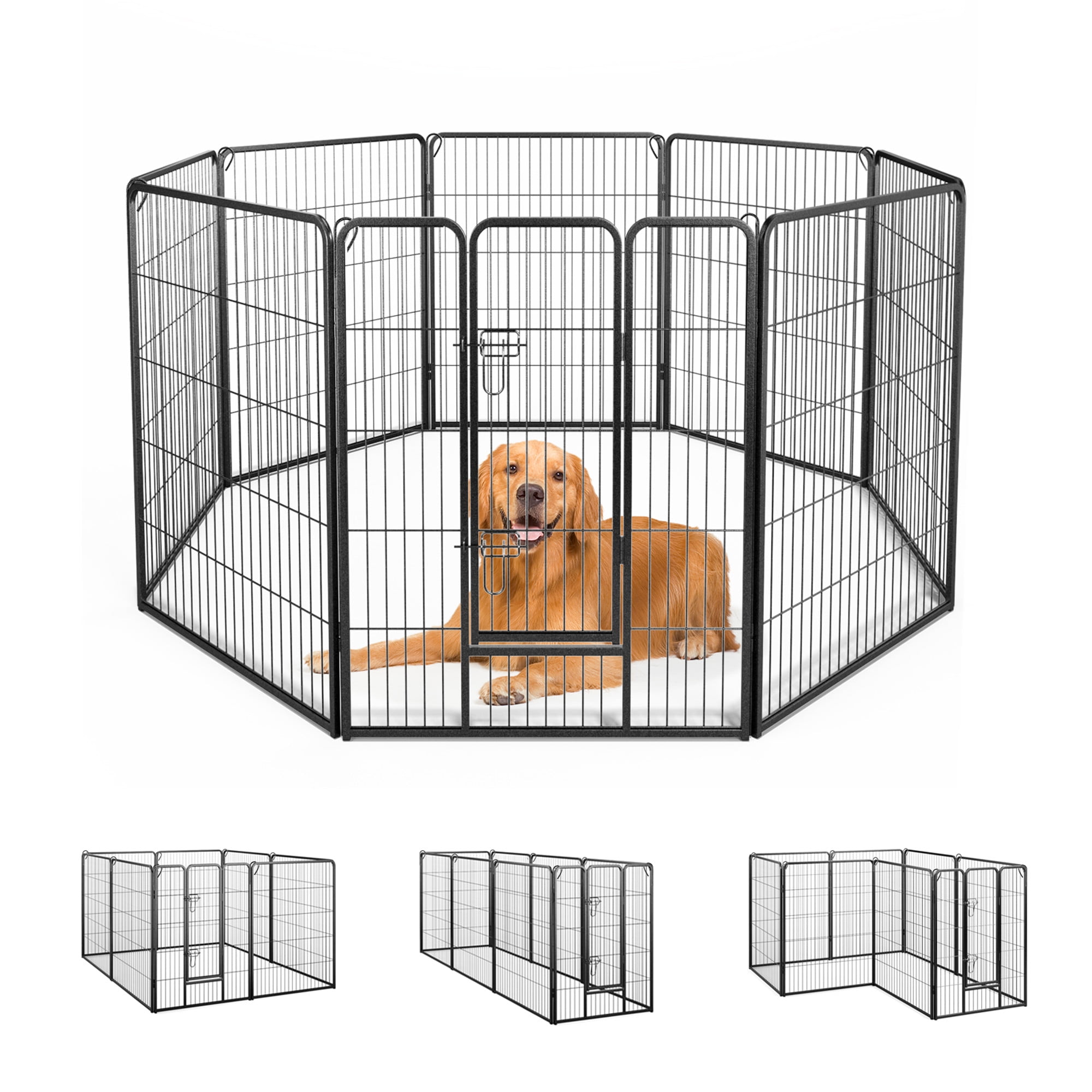 View of Gymax Dog Playpen Indoor Outdoor 8 Panel 40'' Height Pet Fence for ...