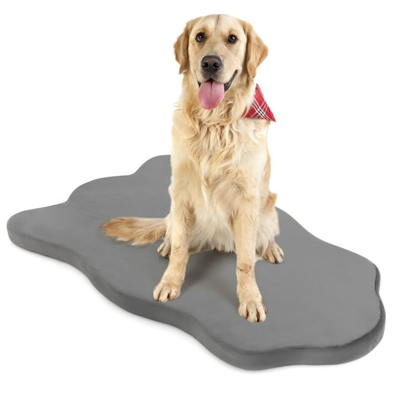 Gymax Dog Sleeping Mat Waterproof Dog Crate Pad Bed Mat with Memory Foam Support Grey