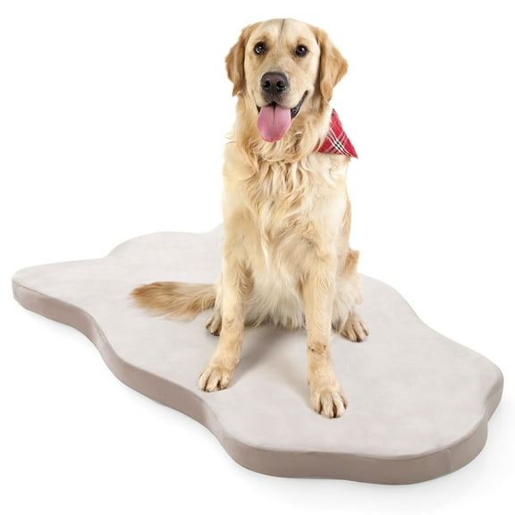 Gymax Dog Sleeping Mat Waterproof Dog Crate Pad Bed Mat with Memory Foam Support White