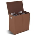 thumbnail image 1 of Gymax Double Laundry Hamper Storage Collapsible Basket Organizer Lid Mesh Bags Brown, 1 of 10