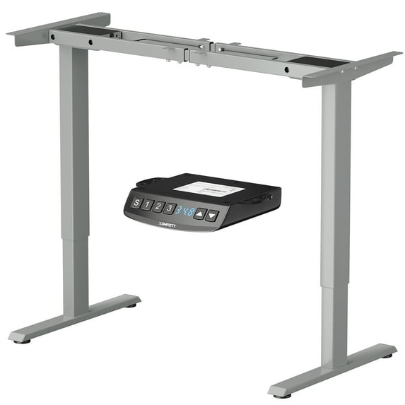 Gymax Dual-Motor Standing Desk Frame Workstation Base w/ Adjustable Height & Width Gray