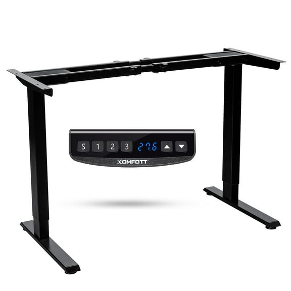 Gymax Electric Sit Stand Desk Frame Dual Motor Standing Desk Base w/ Cable Tray Black