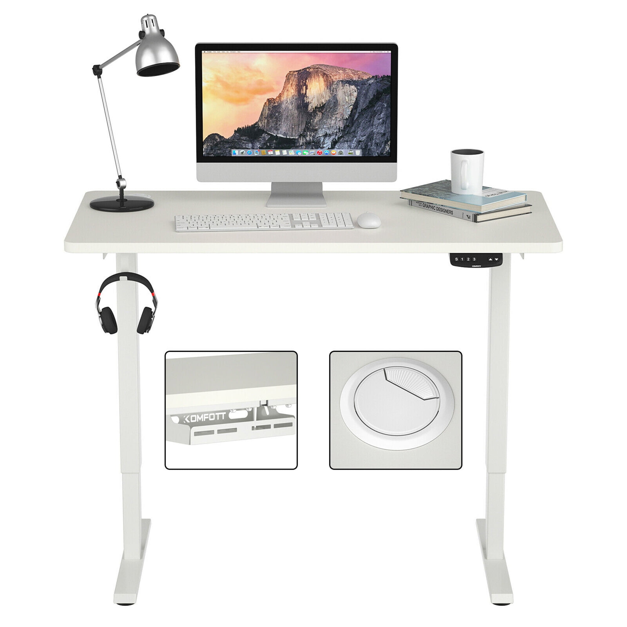 Gymax Electric Standing Desk Sit to Stand Dual Motor White Height Adjustable