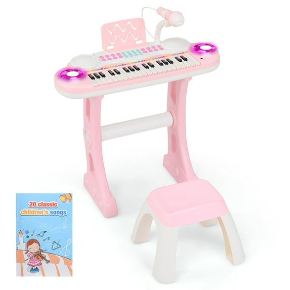 Gymax Electronic Kids Piano Toy 37 Keys Piano Keyboard w/ Detachable Legs Stool