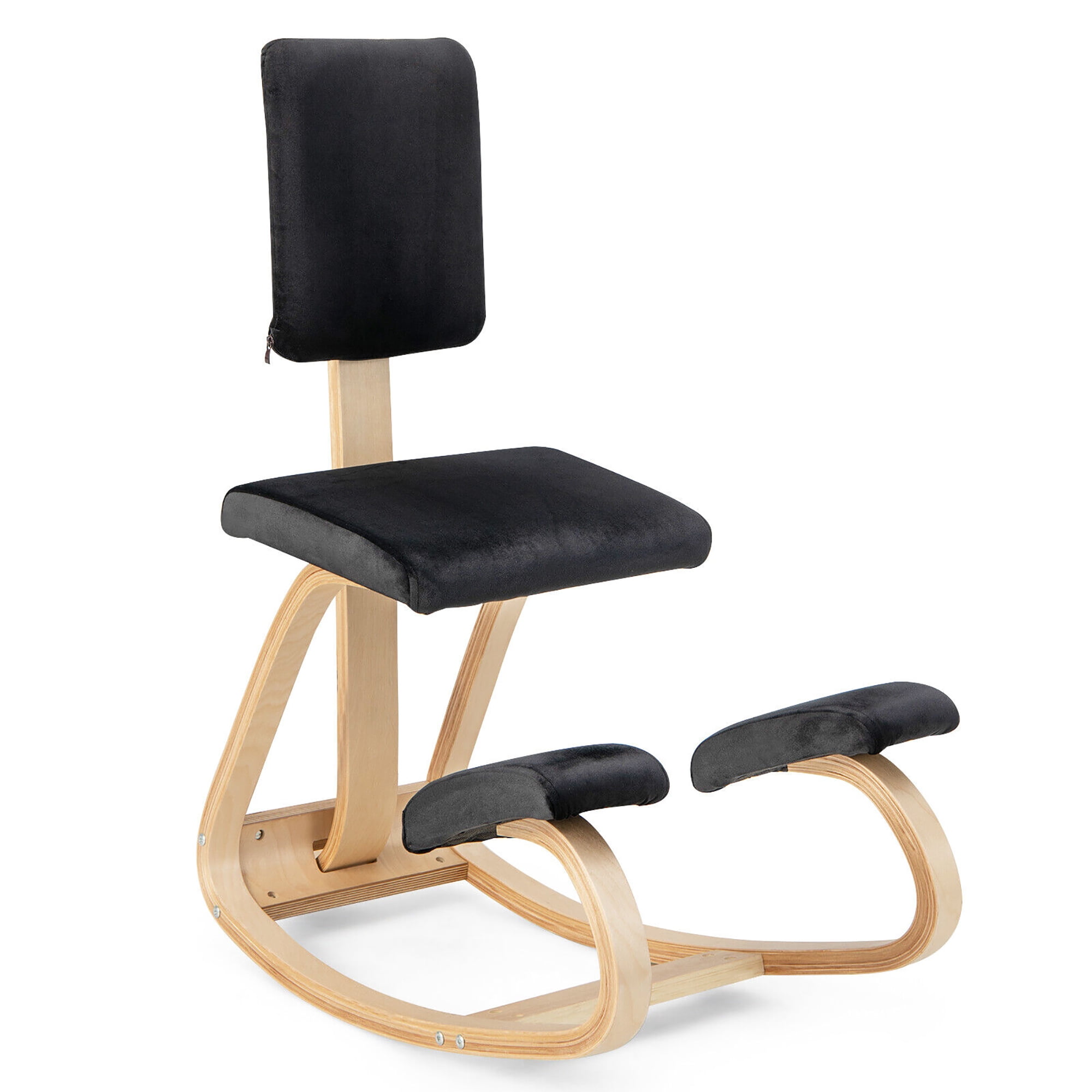 Adjustable Ergonomic Kneeling Chair With Leather Cushion & Mesh Back Support