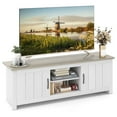 thumbnail image 1 of Gymax Farmhouse TV Stand for TVs up to 65'' Media Console Center w/ Doors Cubbies White Oak, 1 of 10