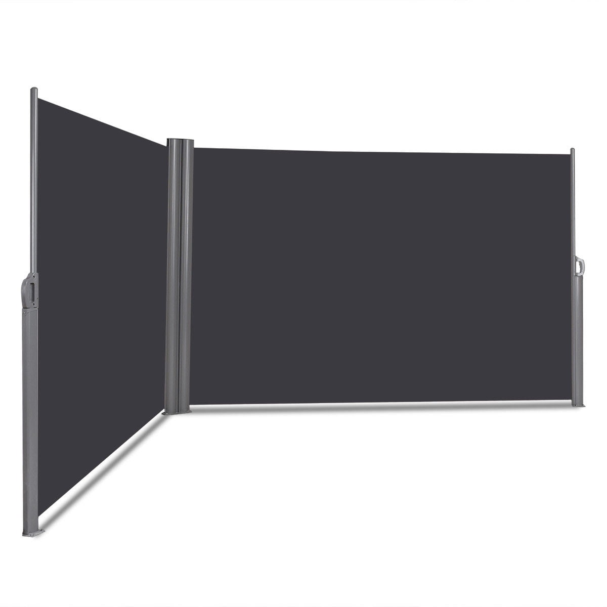 Gymax Fashion 237''x 63'' H Patio Retractable Double Folding Side Awning Screen Divider