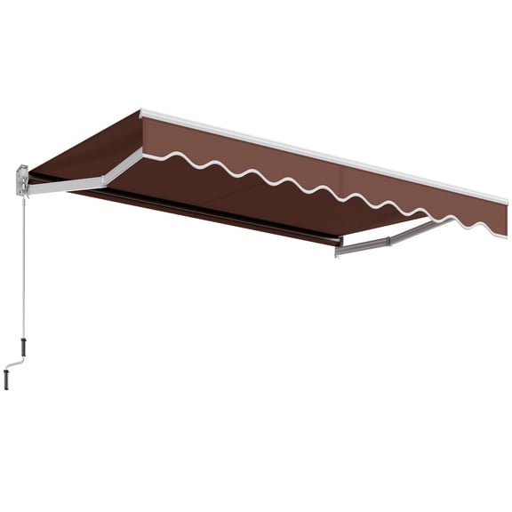 Gymax Fashion 8' x 6.6' Patio Retractable Awning Sunshade Shelter w/Manual Crank Handle Coffee