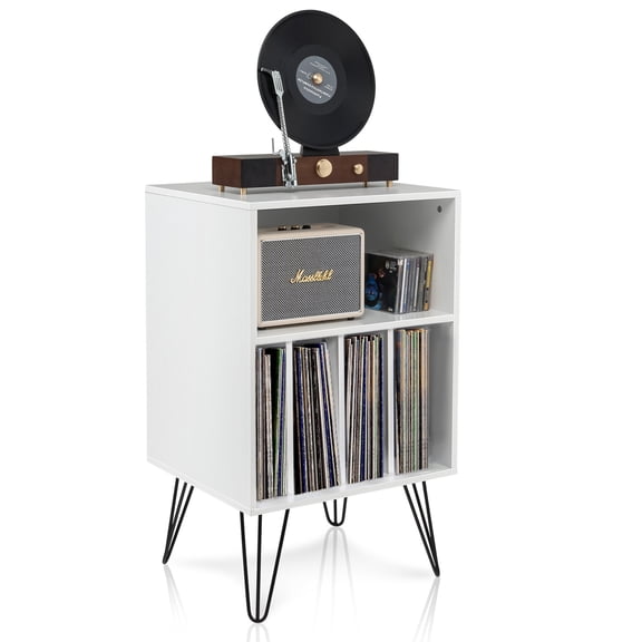 Gymax File Cabinet W/ Split Storage Standing Display Bookshelf Bedroom White