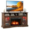 thumbnail image 1 of Gymax Fireplace TV Stand w/ Remote Controls & Thermostat Storage Cabinets Brown, 1 of 10